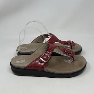 SAS Red Sandals with Adjustable Straps and Contoured Footbed